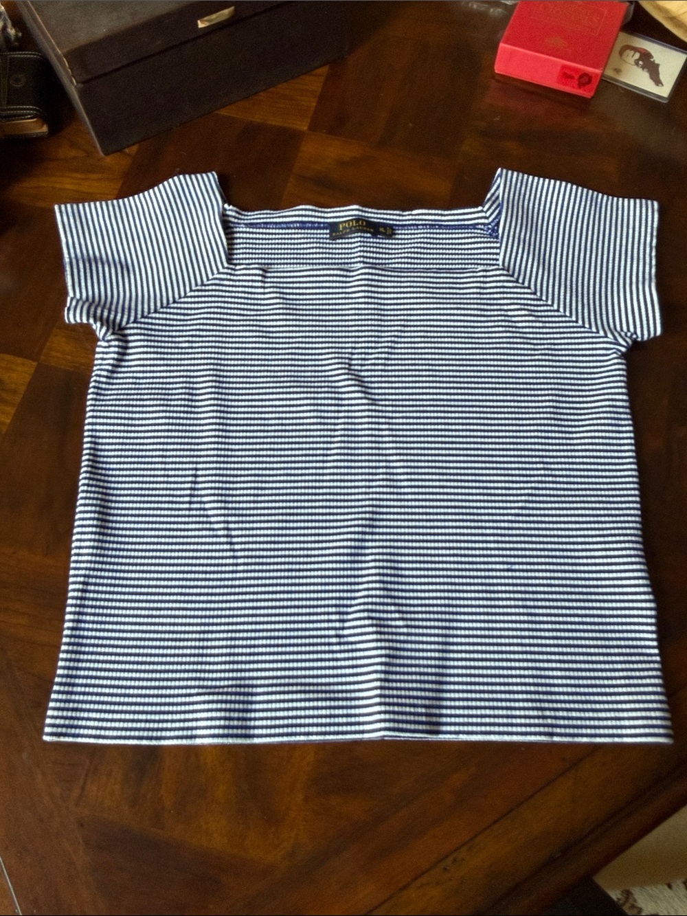Polo by Ralph Lauren Navy & White Striped Crop Top